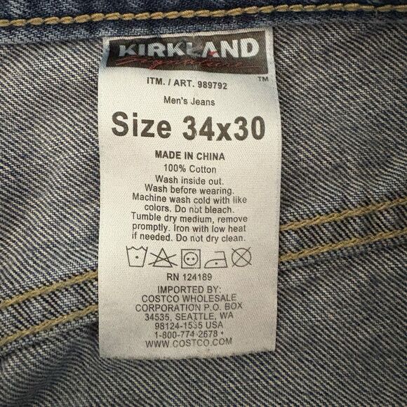 Kirkland Signature Jeans Men's 33x28 (tag 34x30) Regular Fit Straight Med Wash - Picture 4 of 7